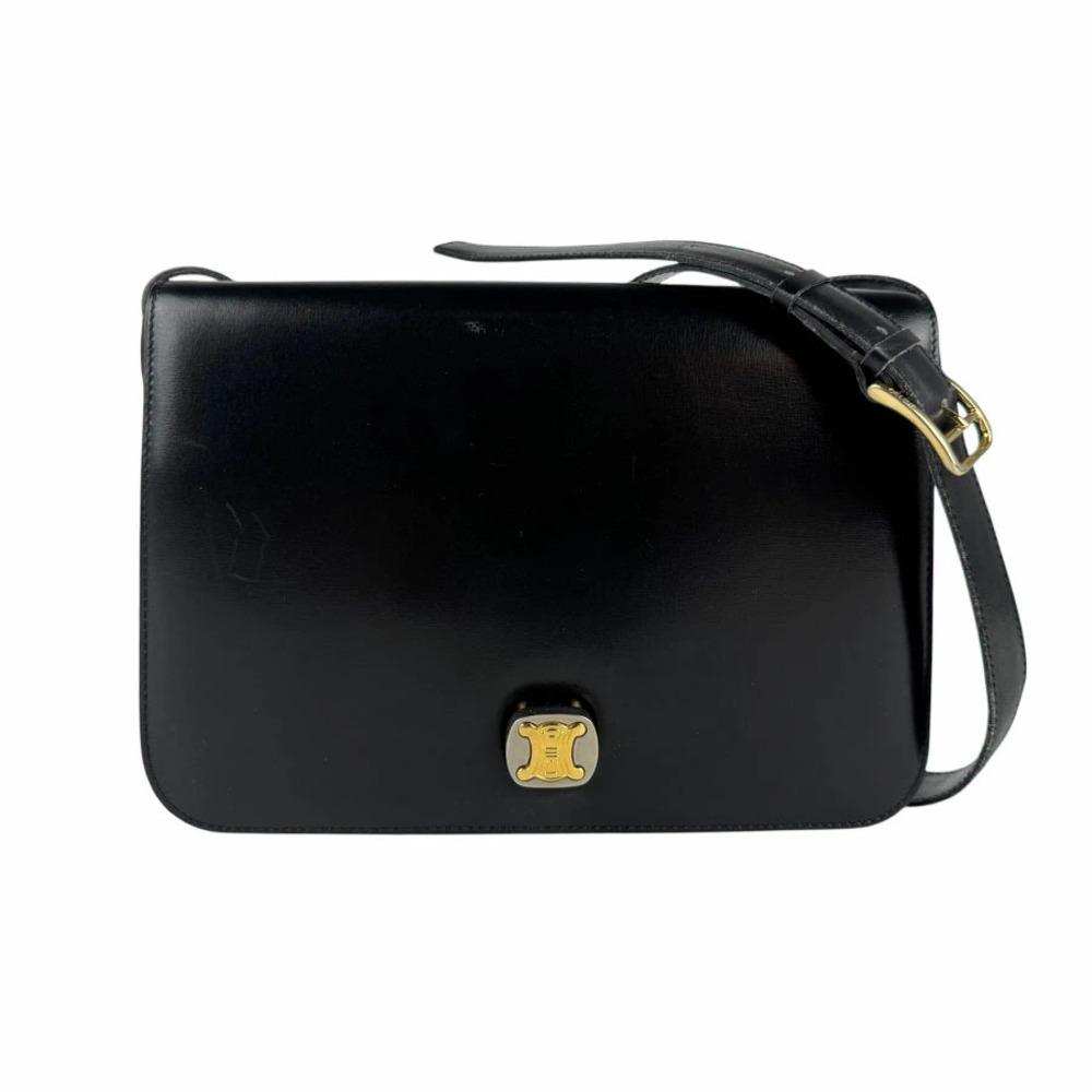 Celine Shoulder Bag Leather Black